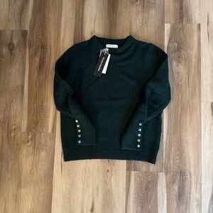NWT PrettyGarden Dark Green Button Cuff Sweater Size S